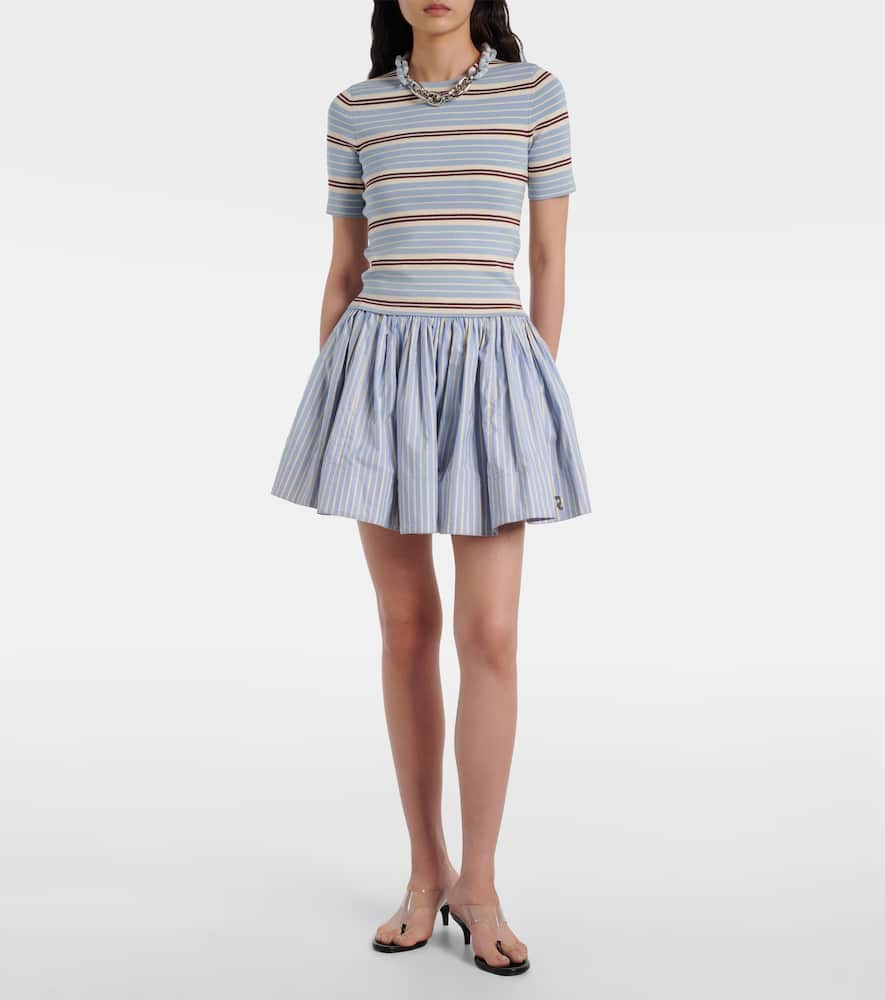 Striped cotton miniskirt