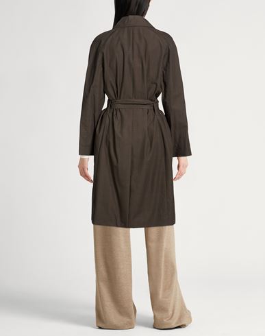 Woman Overcoat & Trench Coat Dark brown Size 6 Cotton