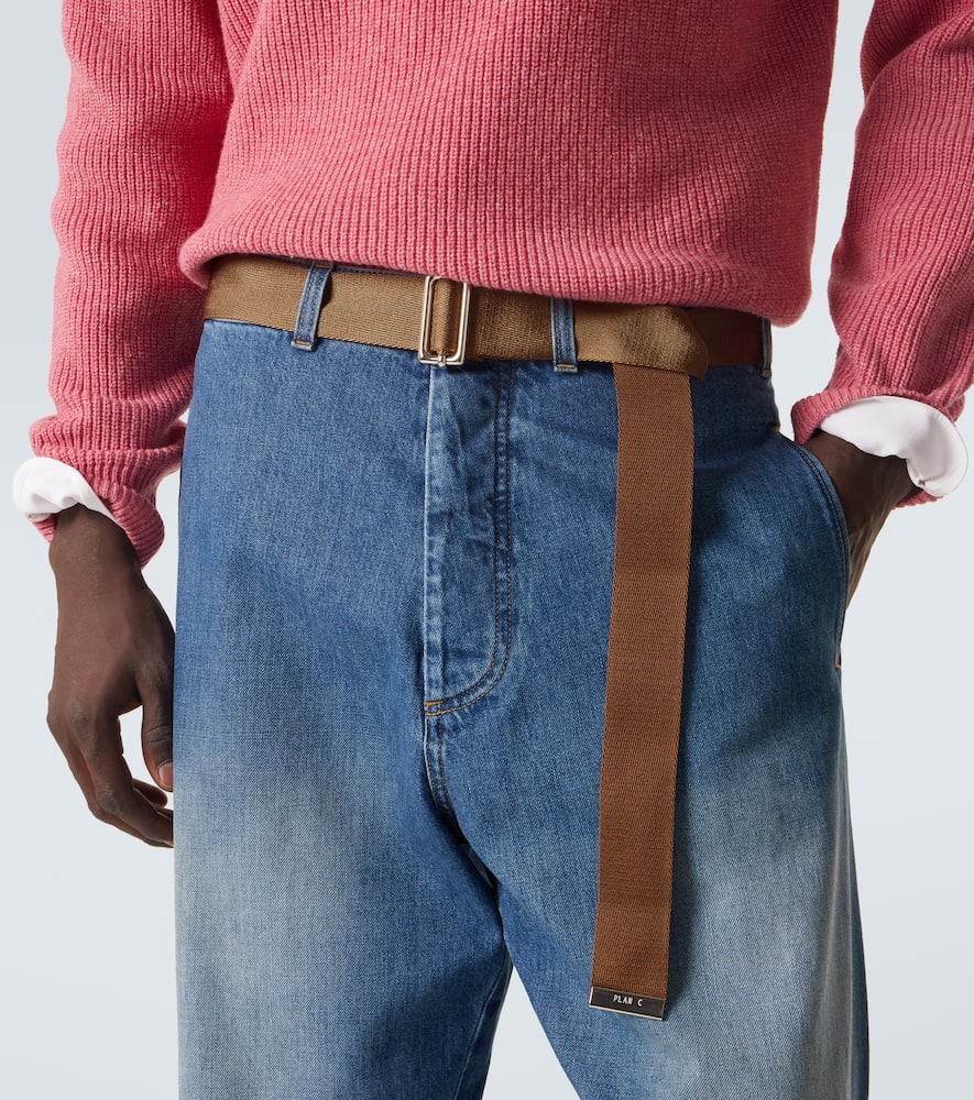 Belted straight jeans