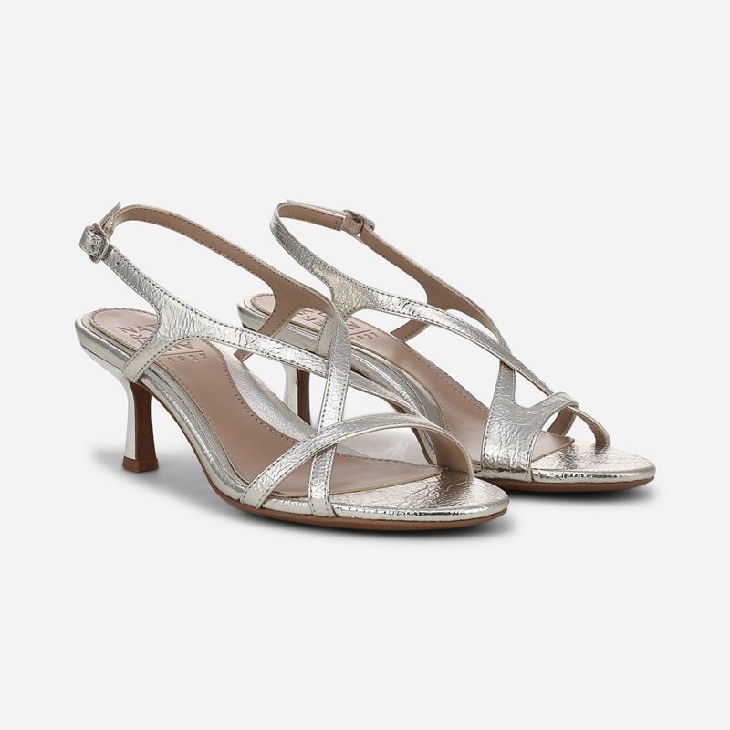Truly Slingback Sandals, Silver Metallic Faux Leather