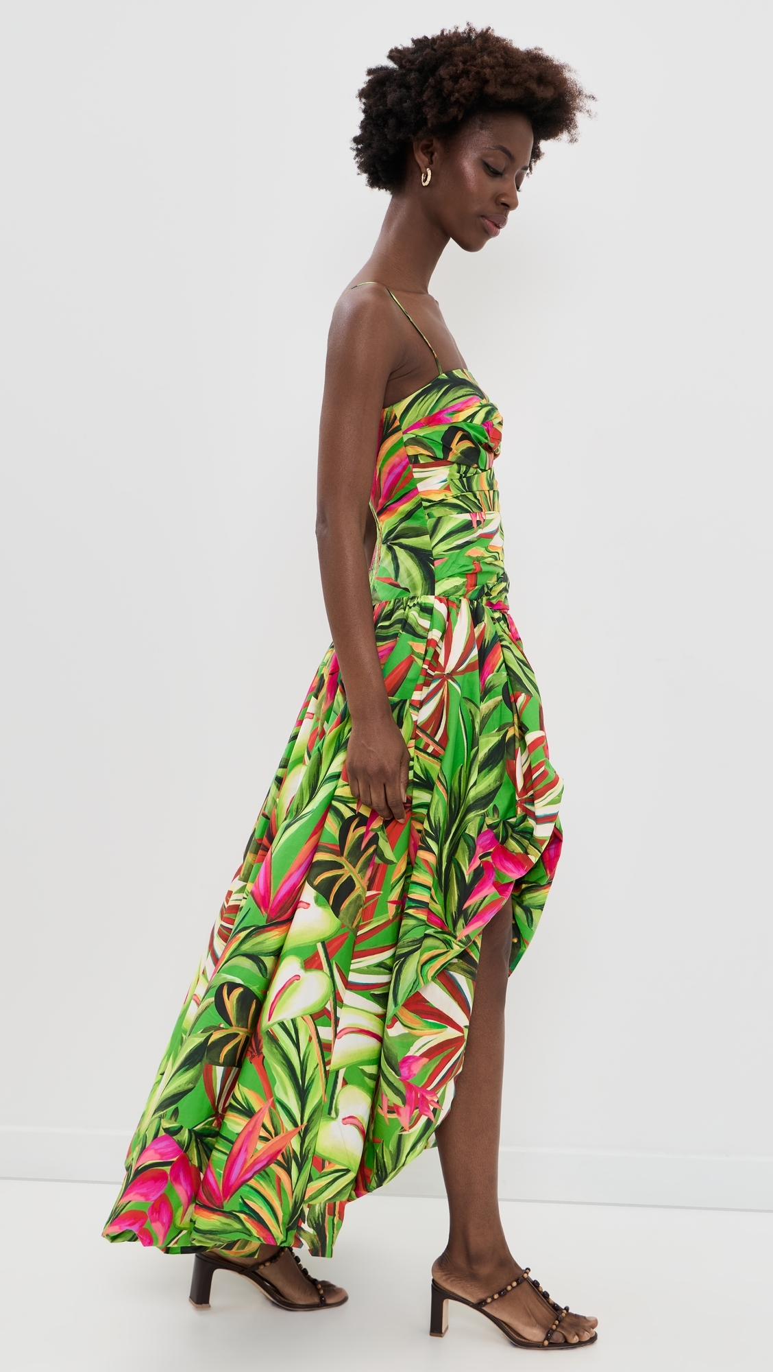 Tropical Dream Green Maxi Dress Orange