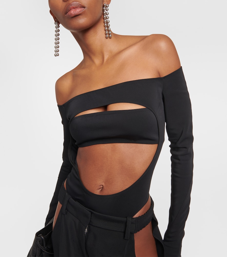Circle off-shoulder cutout bodysuit
