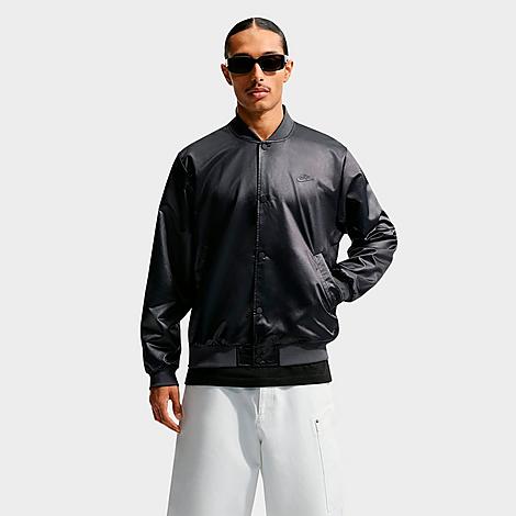 Men's Sportswear Club Satin Varsity Jacket in Black/Anthracite