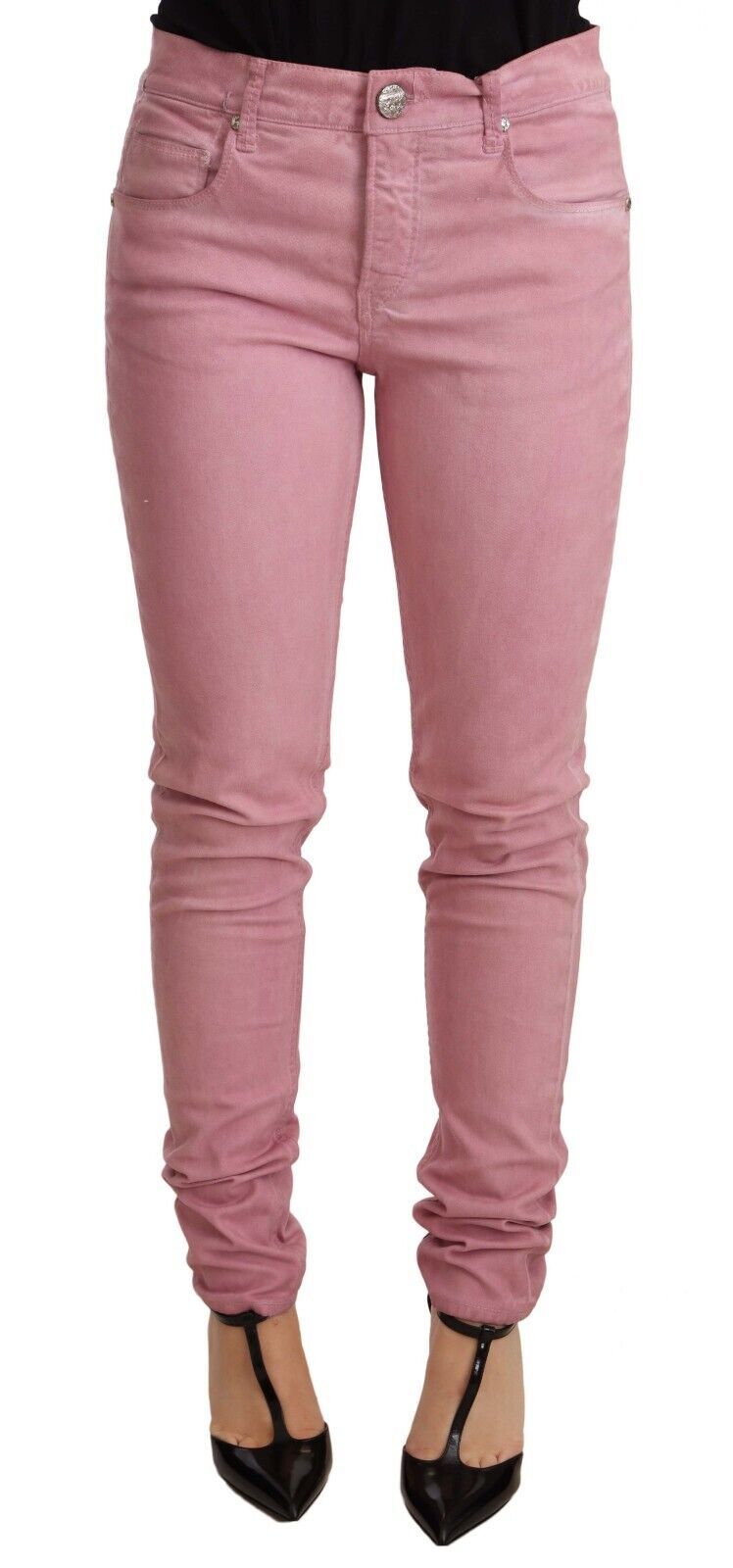 Acht Pink Cotton Slim Fit Women Denim Skinny Women's Pant