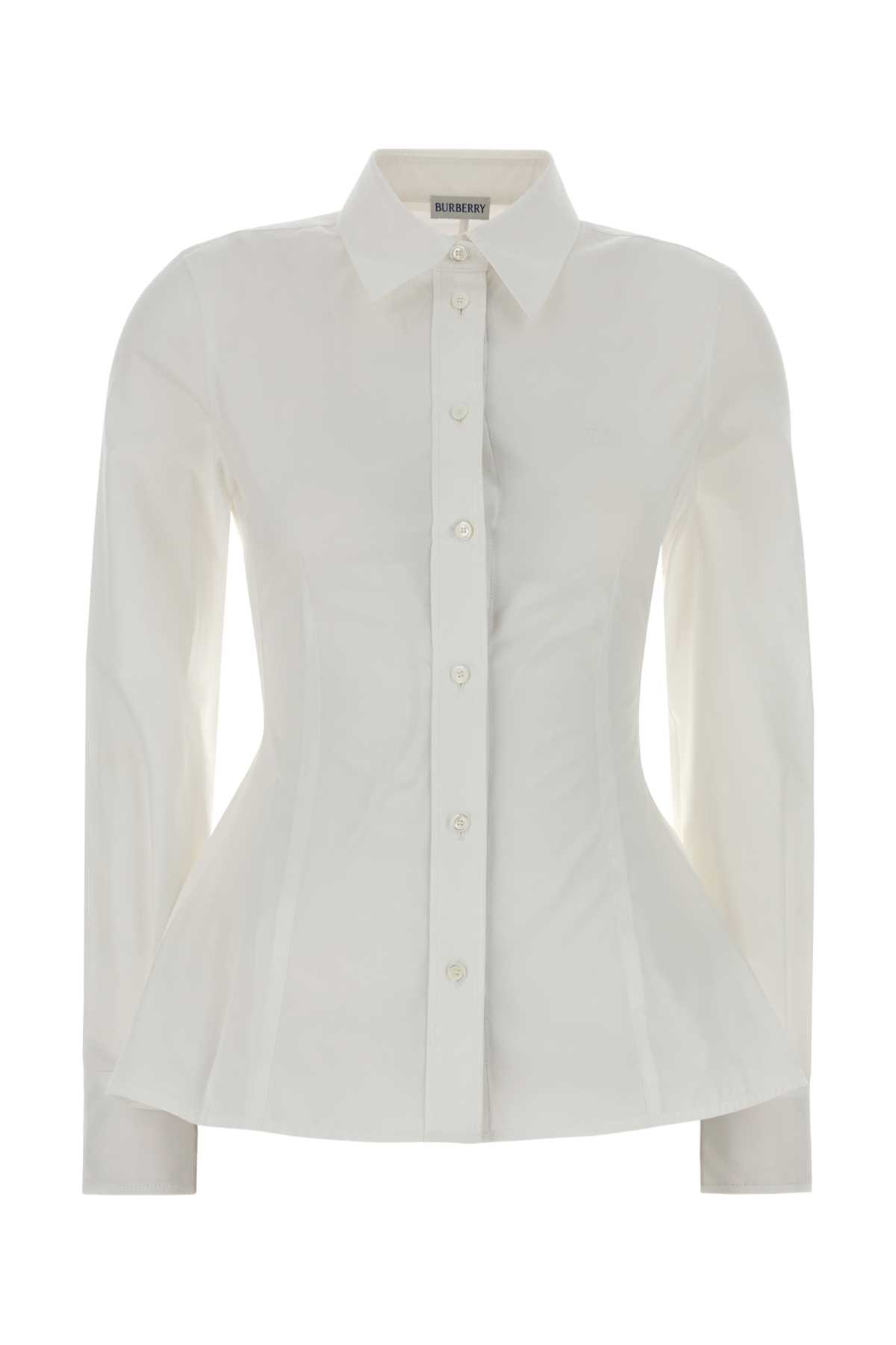 'Eliza' White Cotton Poplin Shirt
