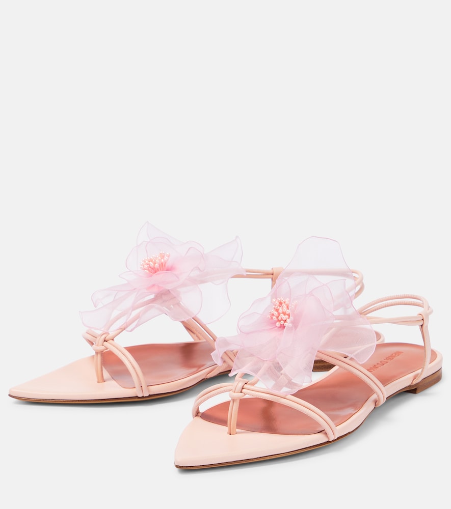 Appliqué leather thong sandals