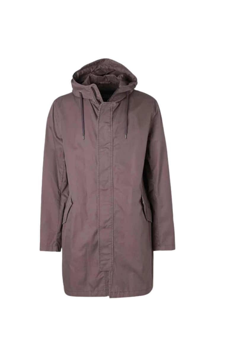 Water-Resistant Cotton Coat — Brown