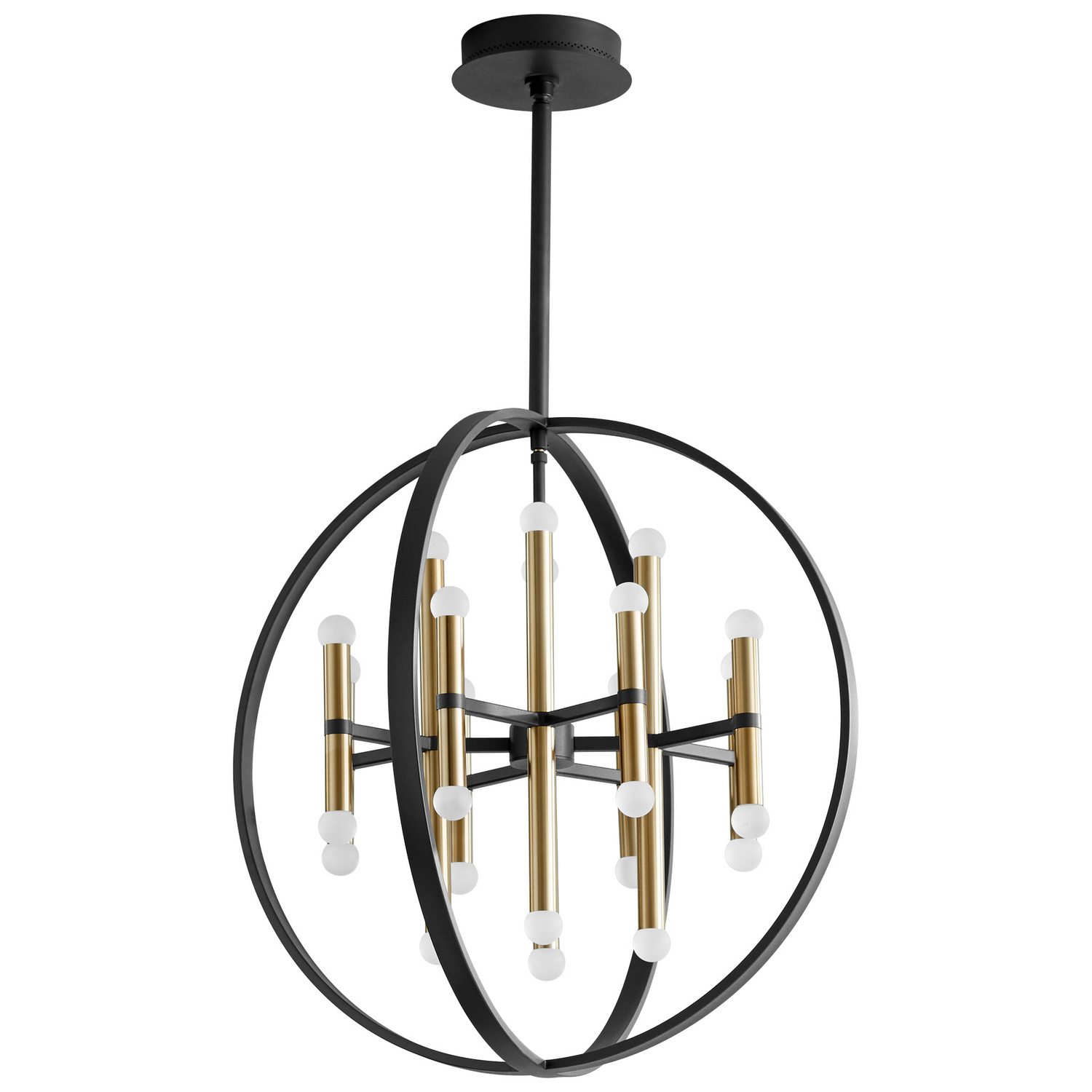 Black W Aged Brass LED Chandelier from the Nero Collection