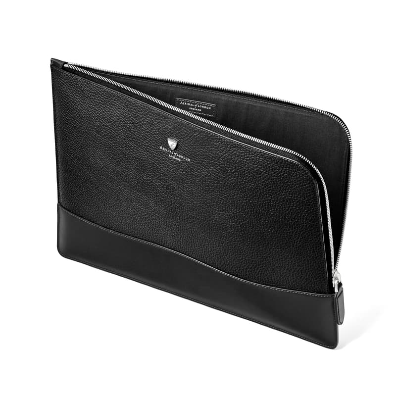 City Leather Folio Case in Black Pebble