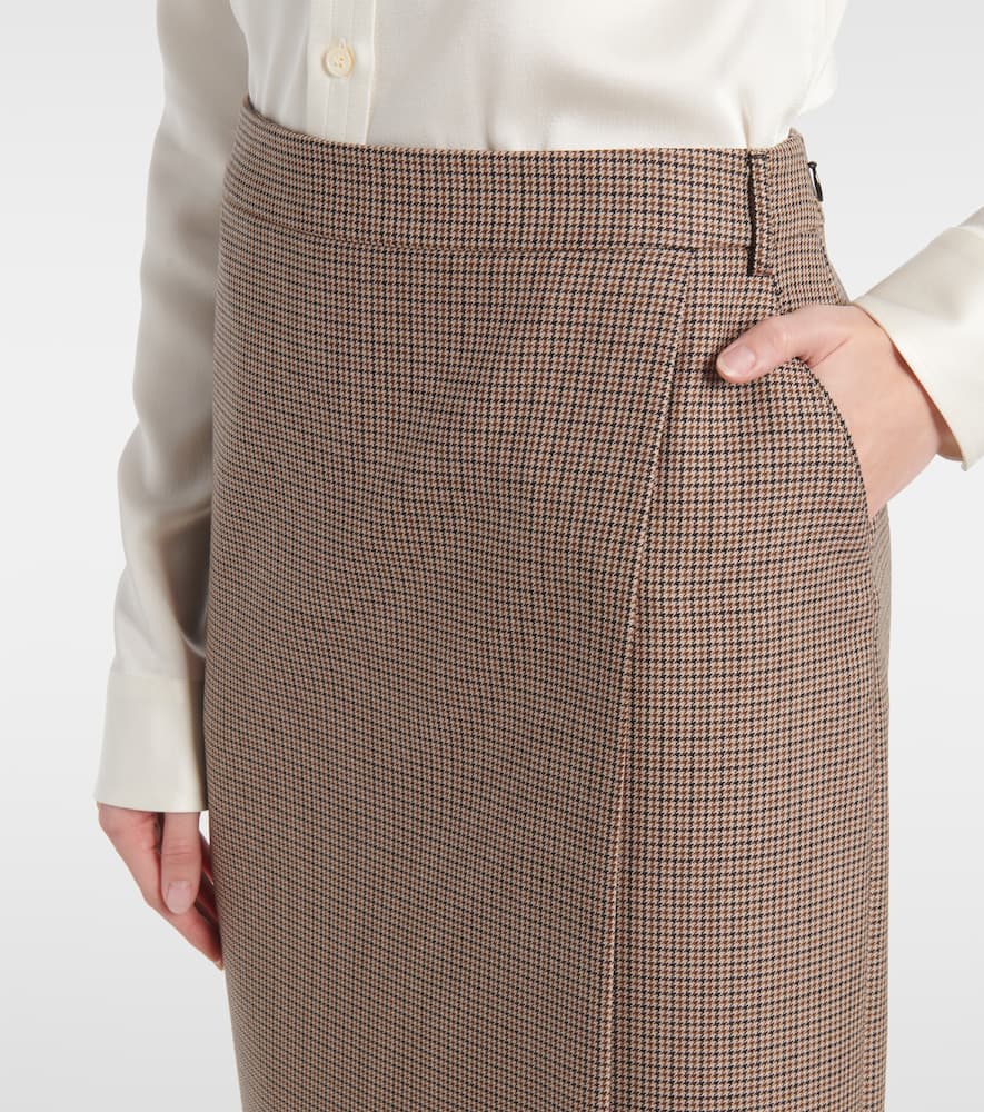 Houndstooth wool pencil skirt
