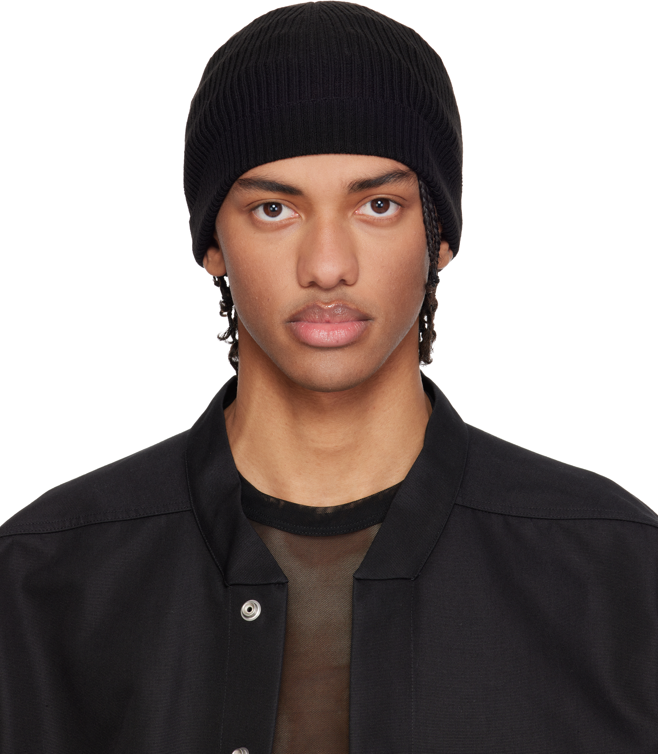 Black Temple Ribbed Beanie