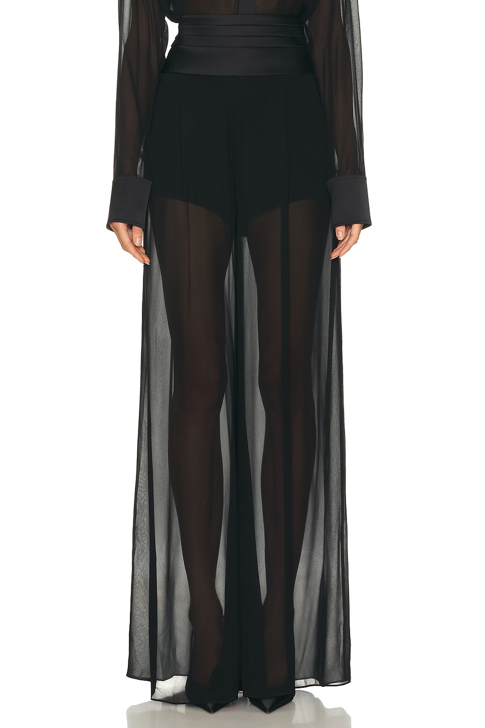 SANS FAFF Tuxedo Palazzo Pant in Black - Black. M also in XS