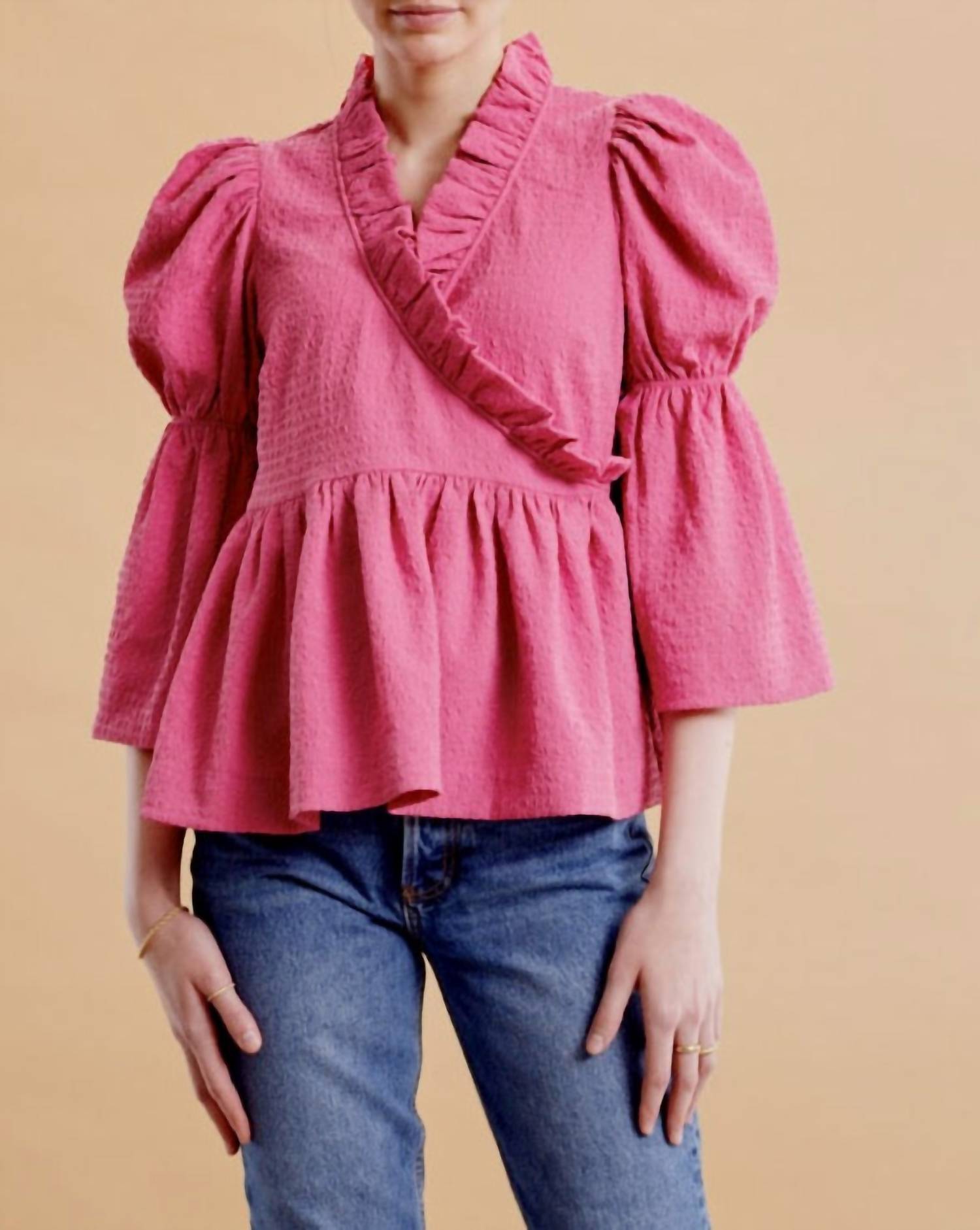 Women's Bubble Wrap Blouse In Pink