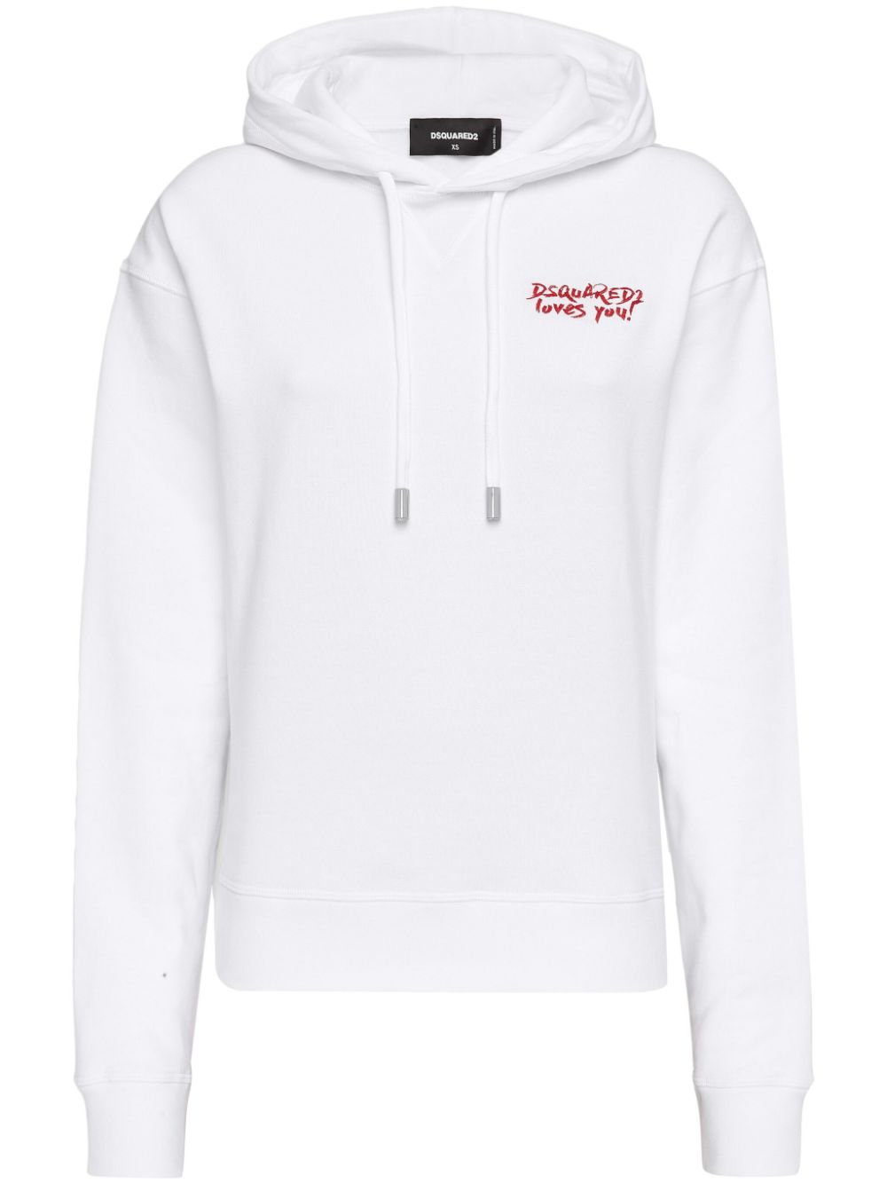 Dsquared Loves You cotton hoodie - White