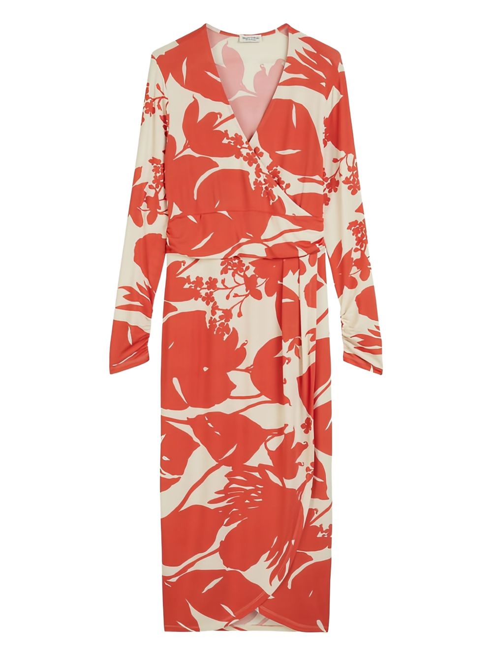 Floral-print wrap dress - Orange