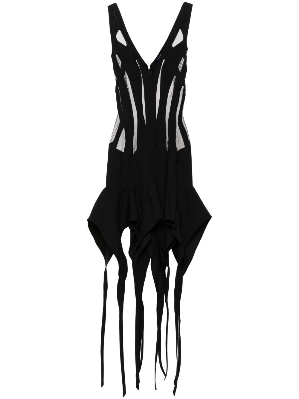 Handkerchief semi-sheer minidress - Black