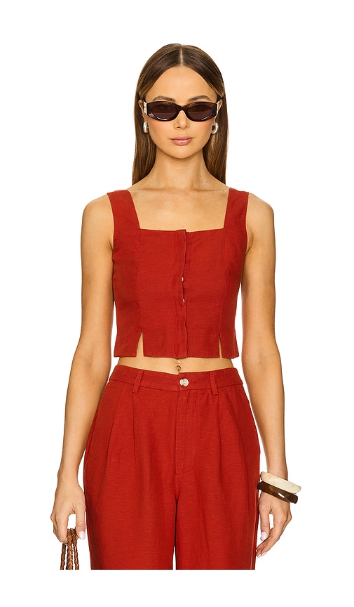 Onia TOP MIT KARREE-AUSSCHNITT AIR LINEN in Red. Größe 4. Also in 0, 12