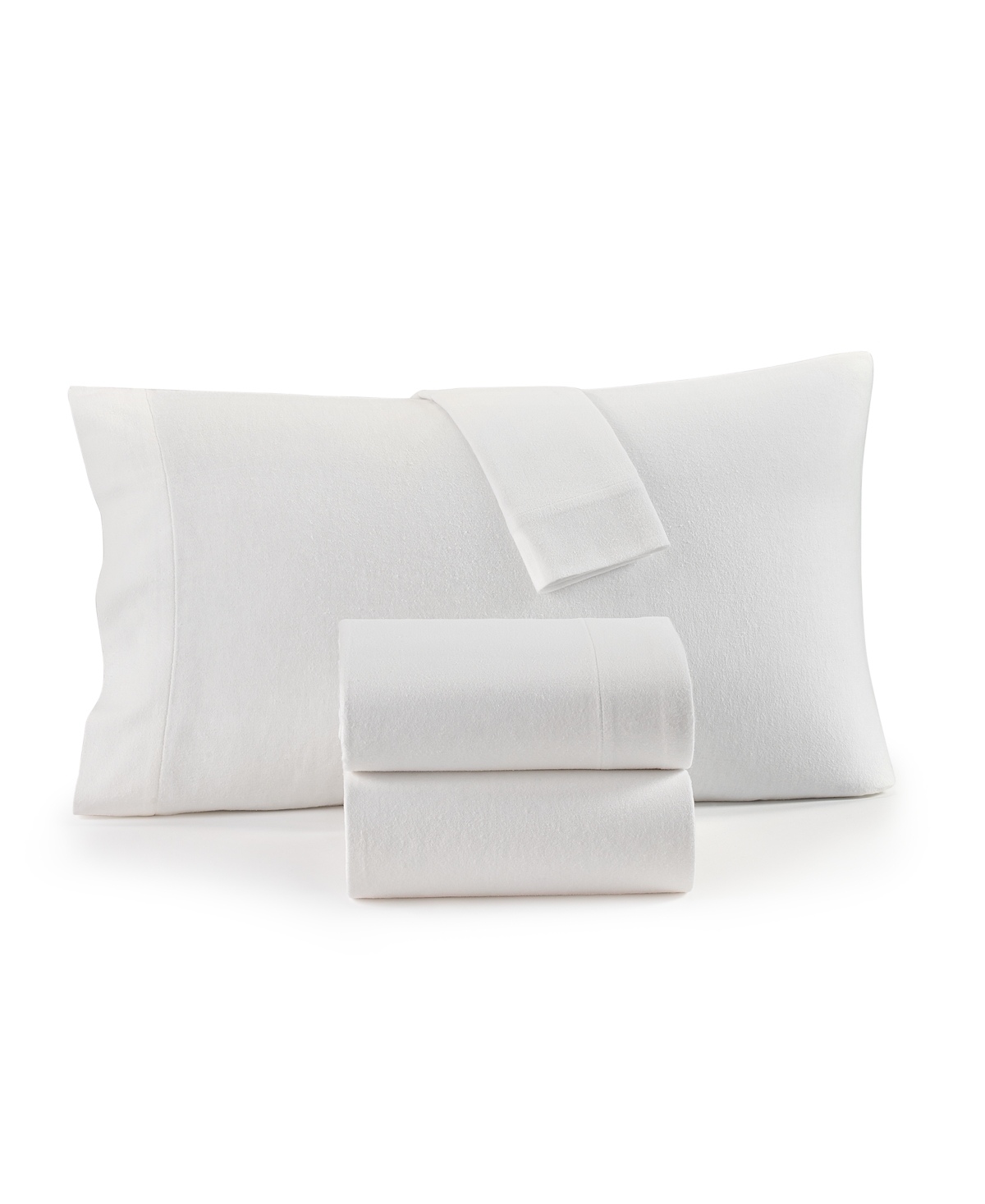 Solid Flannel Cotton 4-Pc. Sheet Set, King, Exclusively at Macy's - White