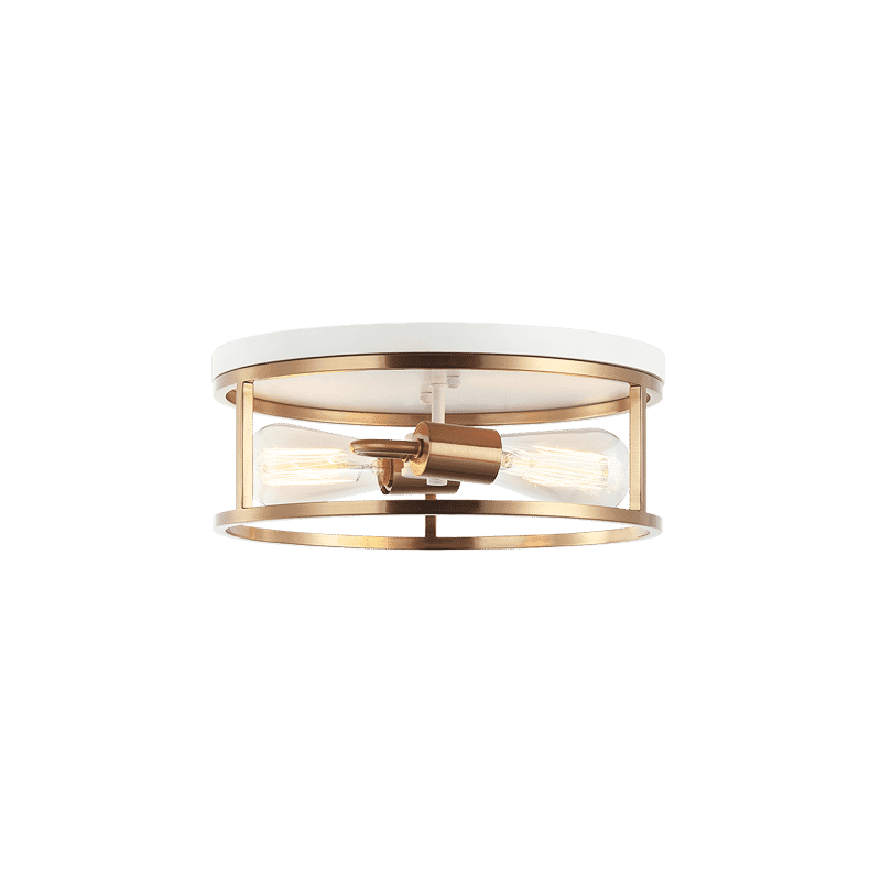 Matteo Clarke 2-Light Ceiling Light In White With Aged Gold Bra