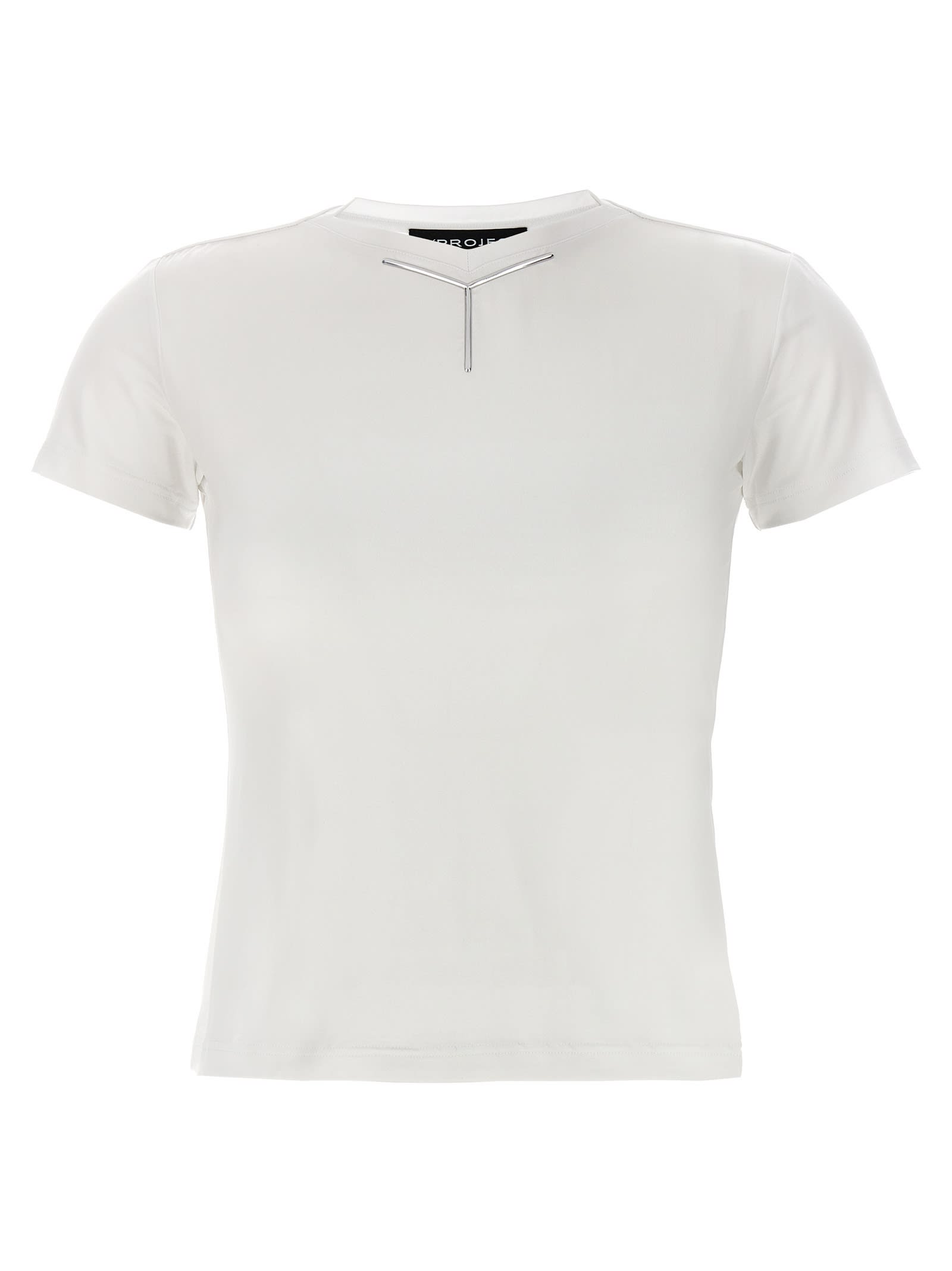 -Y Baby Tee T Shirt Bianco-Donna