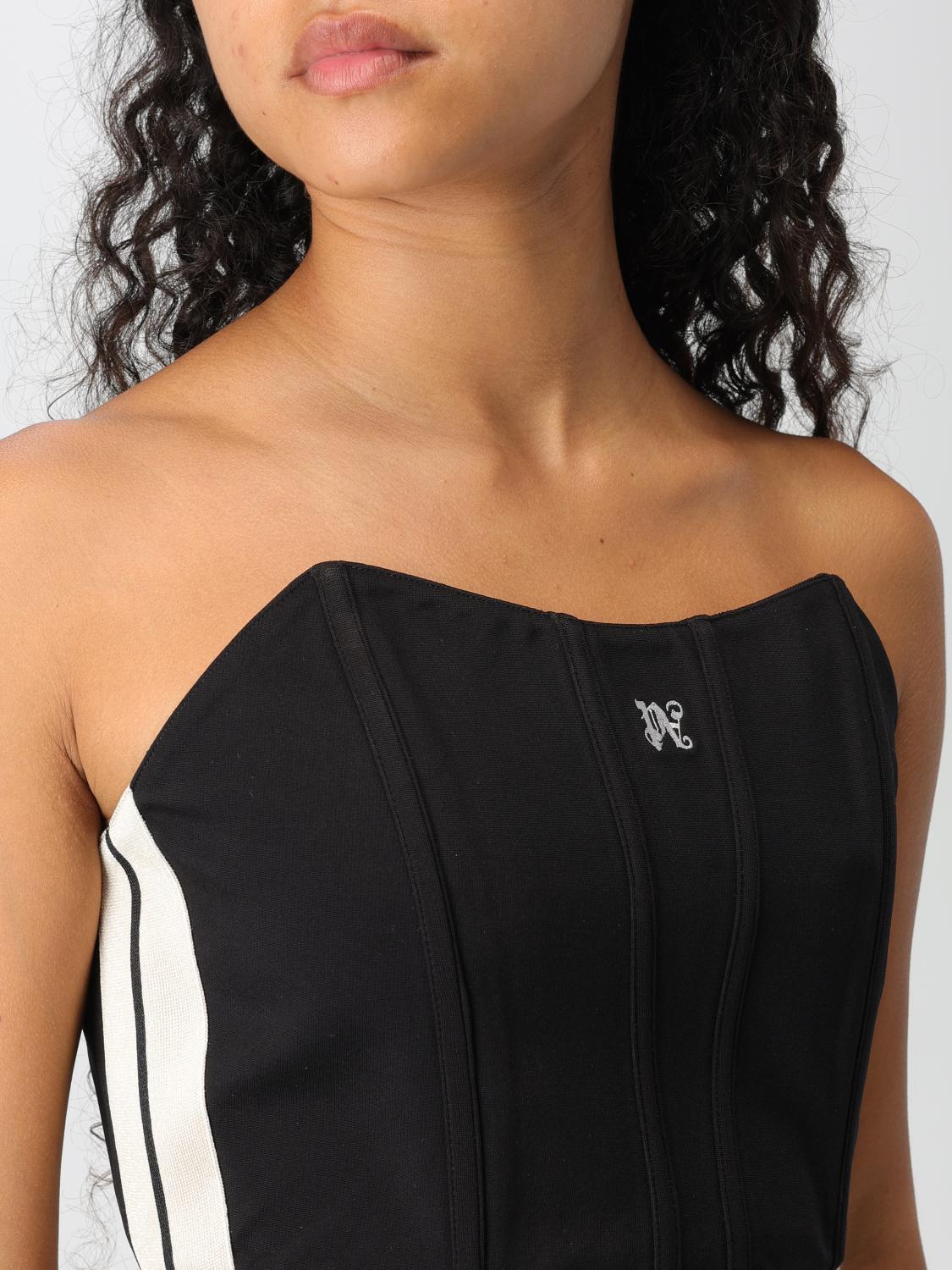 Monogram-print corset top - Black