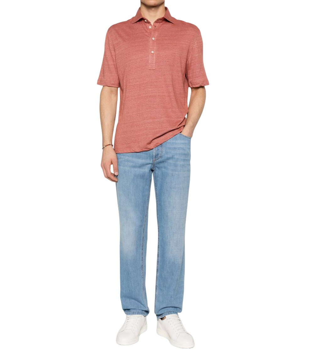 Linen And Cotton Polo Shirt