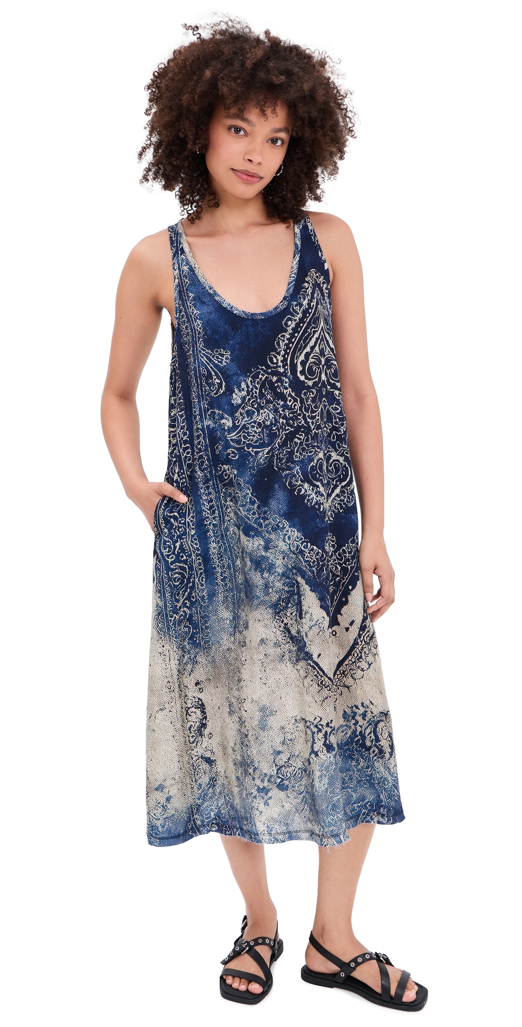 Revised Tank Dress Blue Distressed Medallion