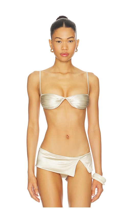 ISA BOULDER Fawning Bikini Top in Metallic Neutral. - L also in