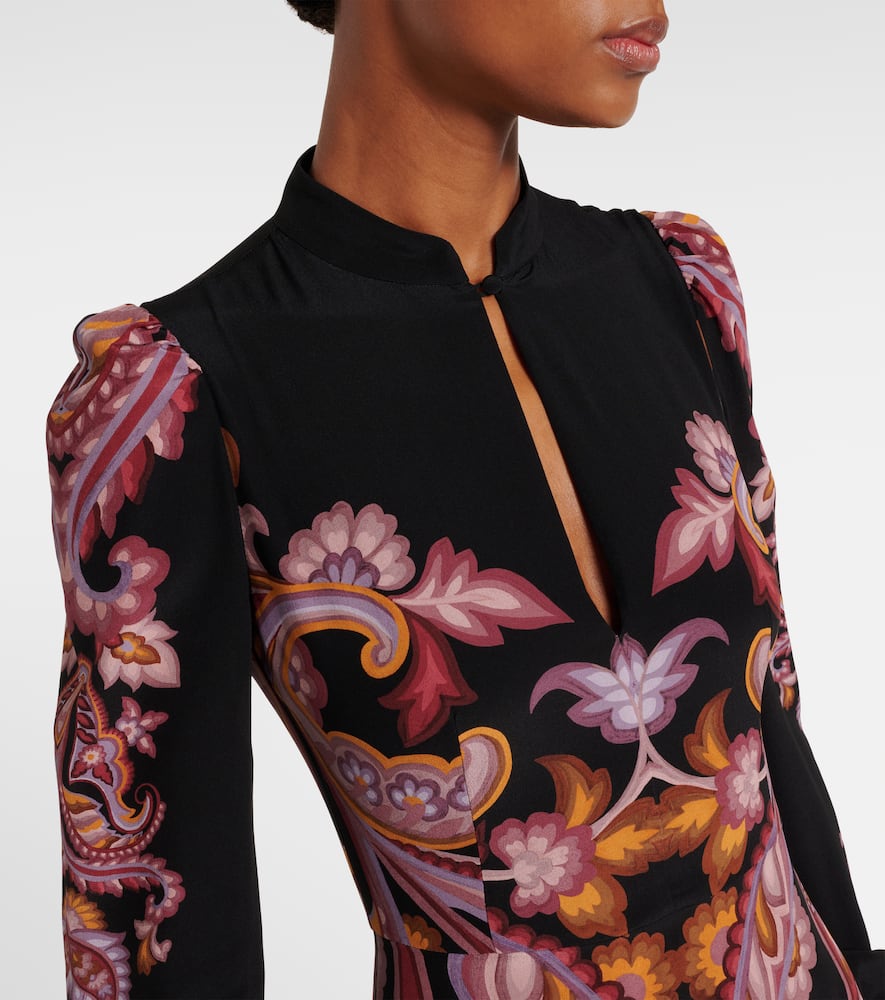 Paisley silk midi dress