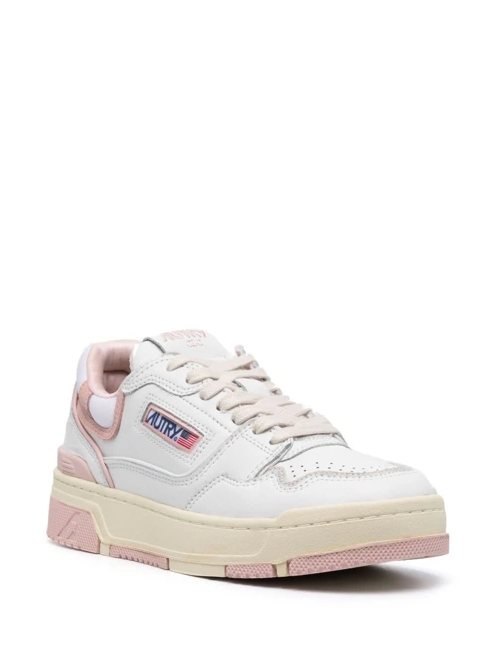Clc Sneakers In White And Pink Leather