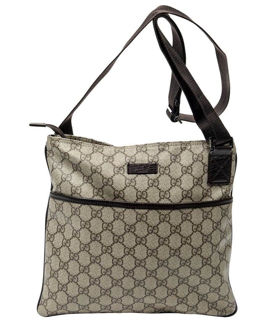 Beige & Brown Supreme Coated Canvas Square Flat Crossbody (Authentic  Pre-Loved)