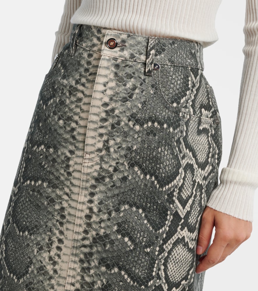 Adelaide snake-print cotton midi skirt