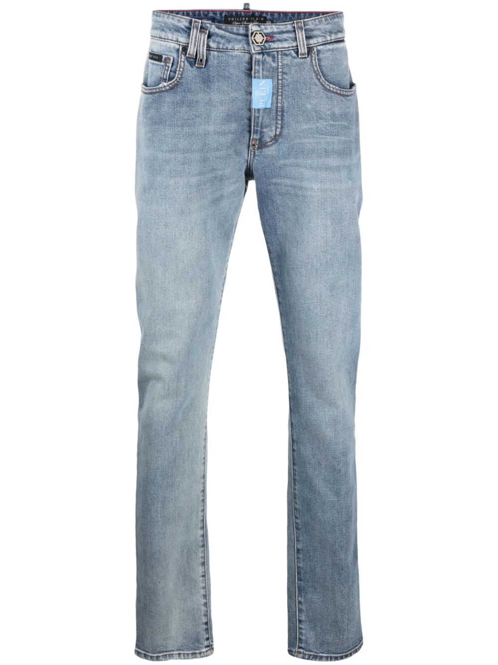 Logo-plaque straight-cut jeans - Blue