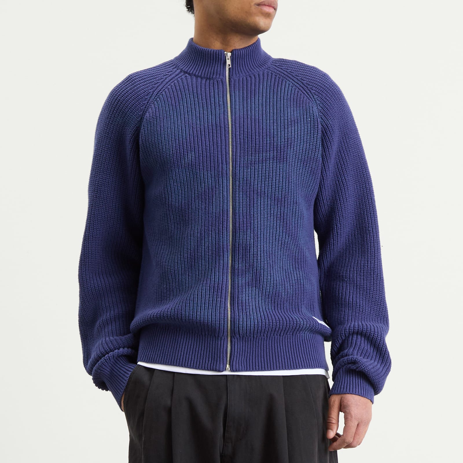 Men's Shout Zip Knit Sweater in Dark Blue