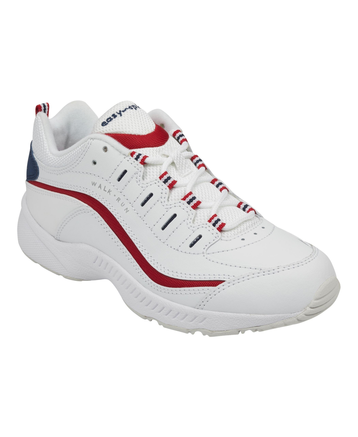 Women's Romy Lightweight Easy-On Walking Shoes - White/Red Stripe