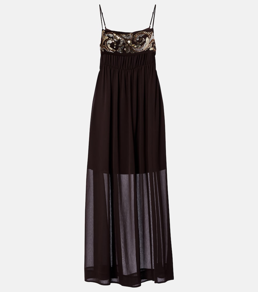 Sequined chiffon maxi dress