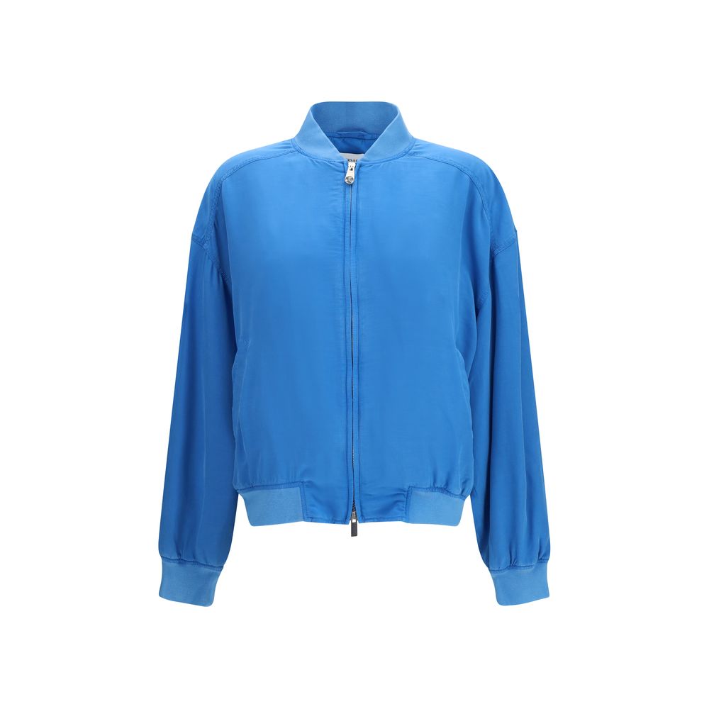 Silk Bomber Jacket — Blue