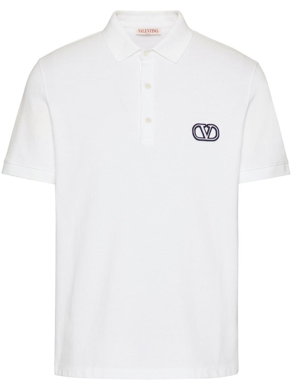 VLogo Signature patch piqué polo shirt - White