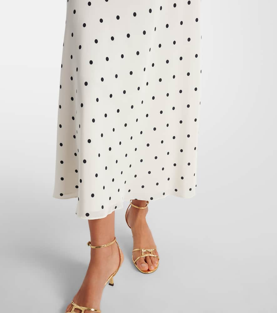 Polka-dot silk midi dress