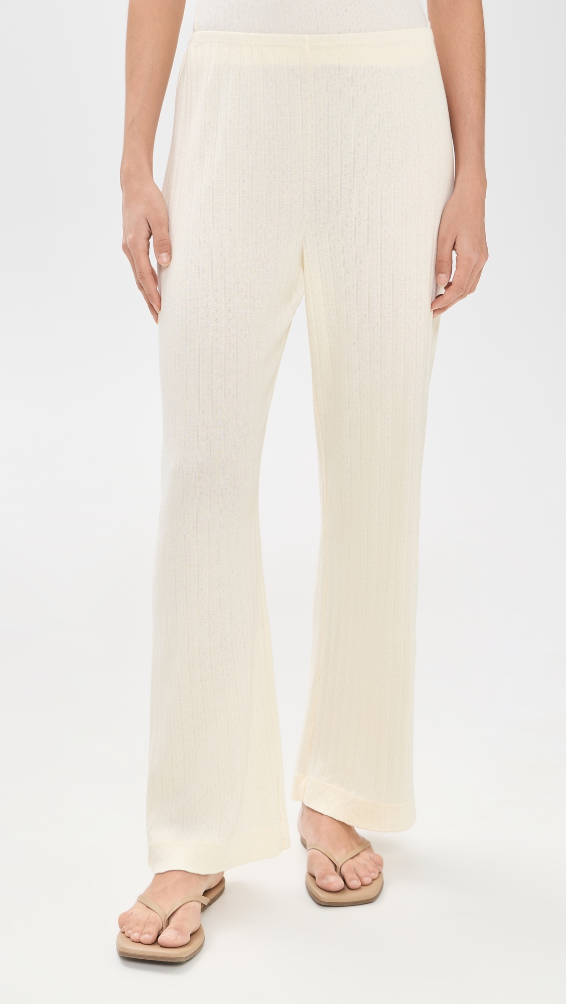 The Pointelle Simple Crop Pants Crme