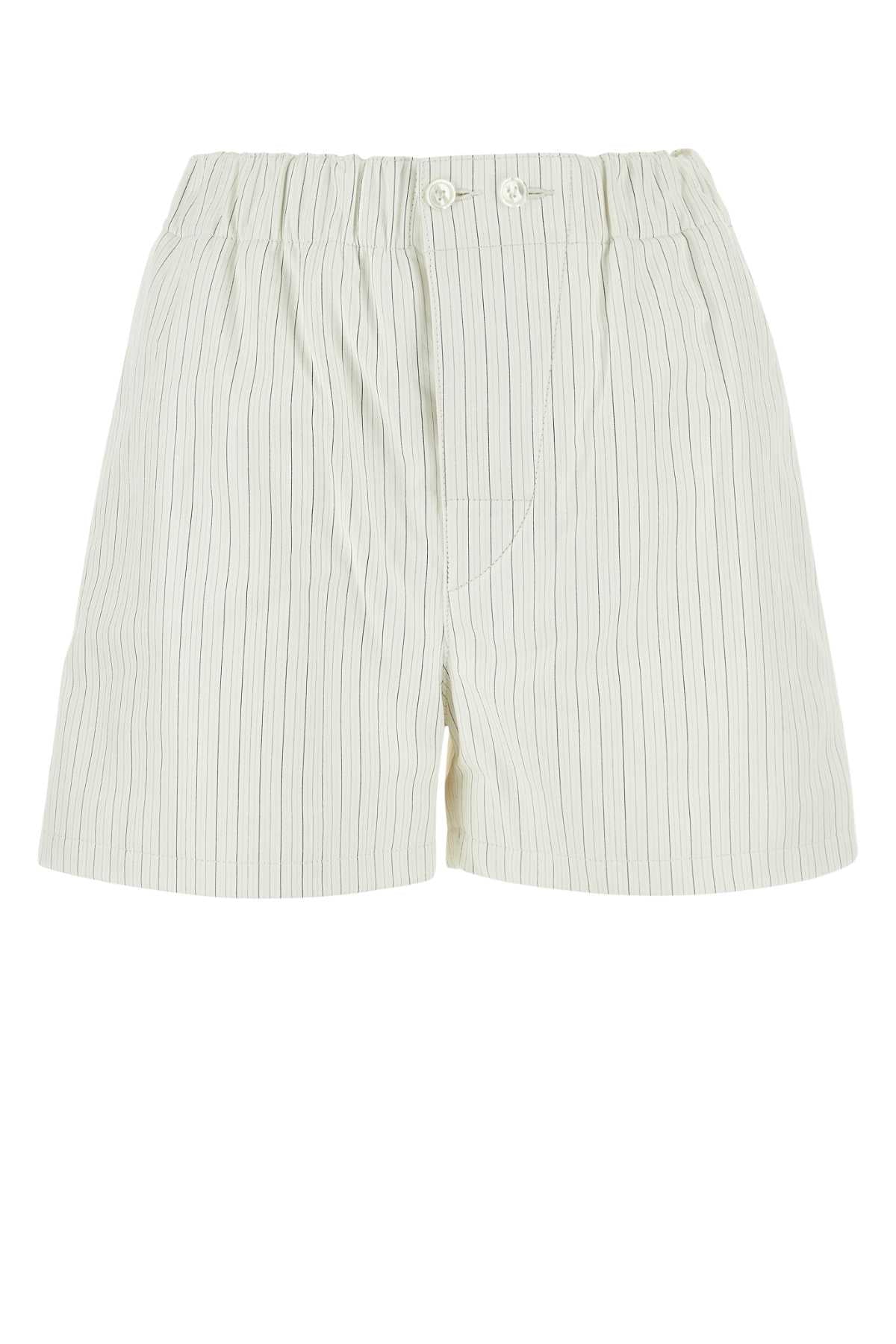 Pleated Leather Shorts — White