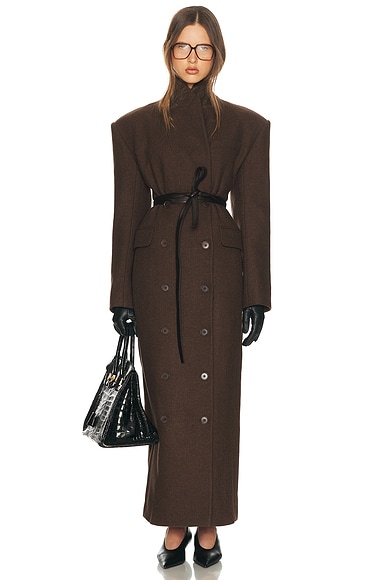 Helsa Italian Wool Blend Extra Long Coat in Chocolate. L also in M, S, XL