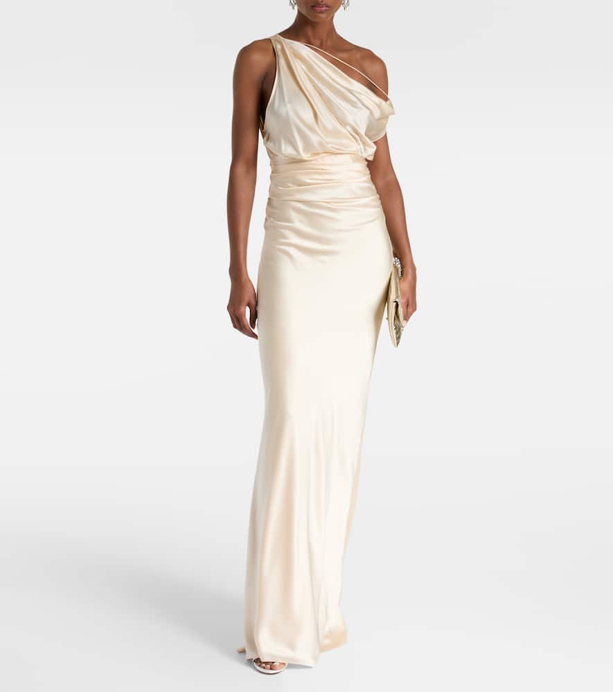 Draped silk satin gown