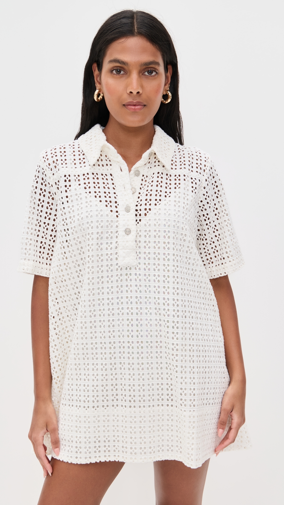 Free People Remino Eyelet Mini Dress Bright White