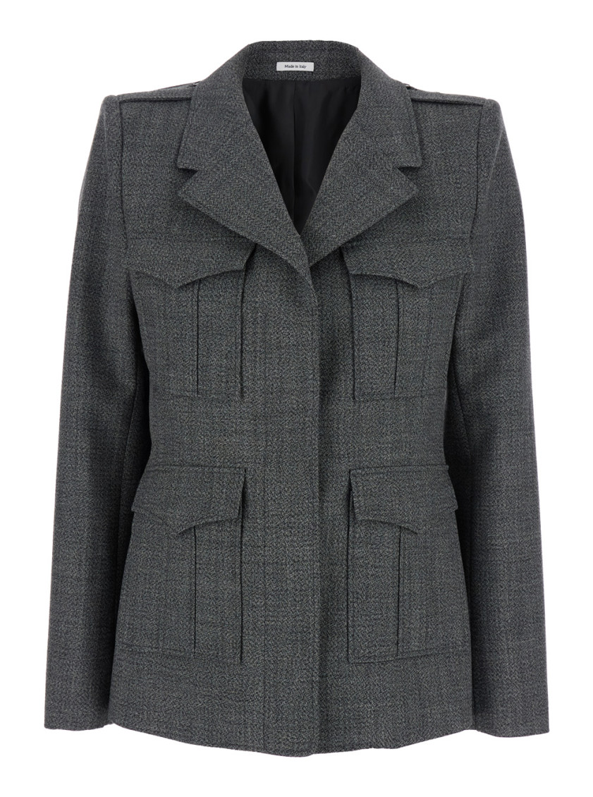 Grey Notched Lapel Blazer