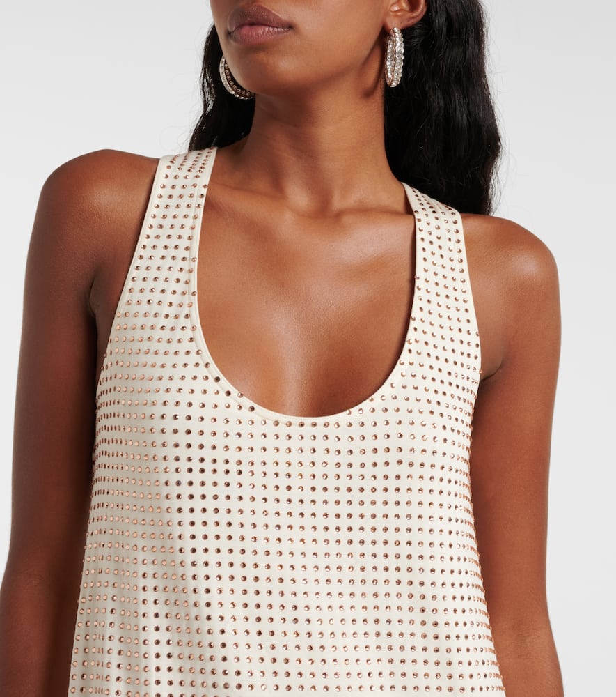 Crystal-embellished jersey minidress