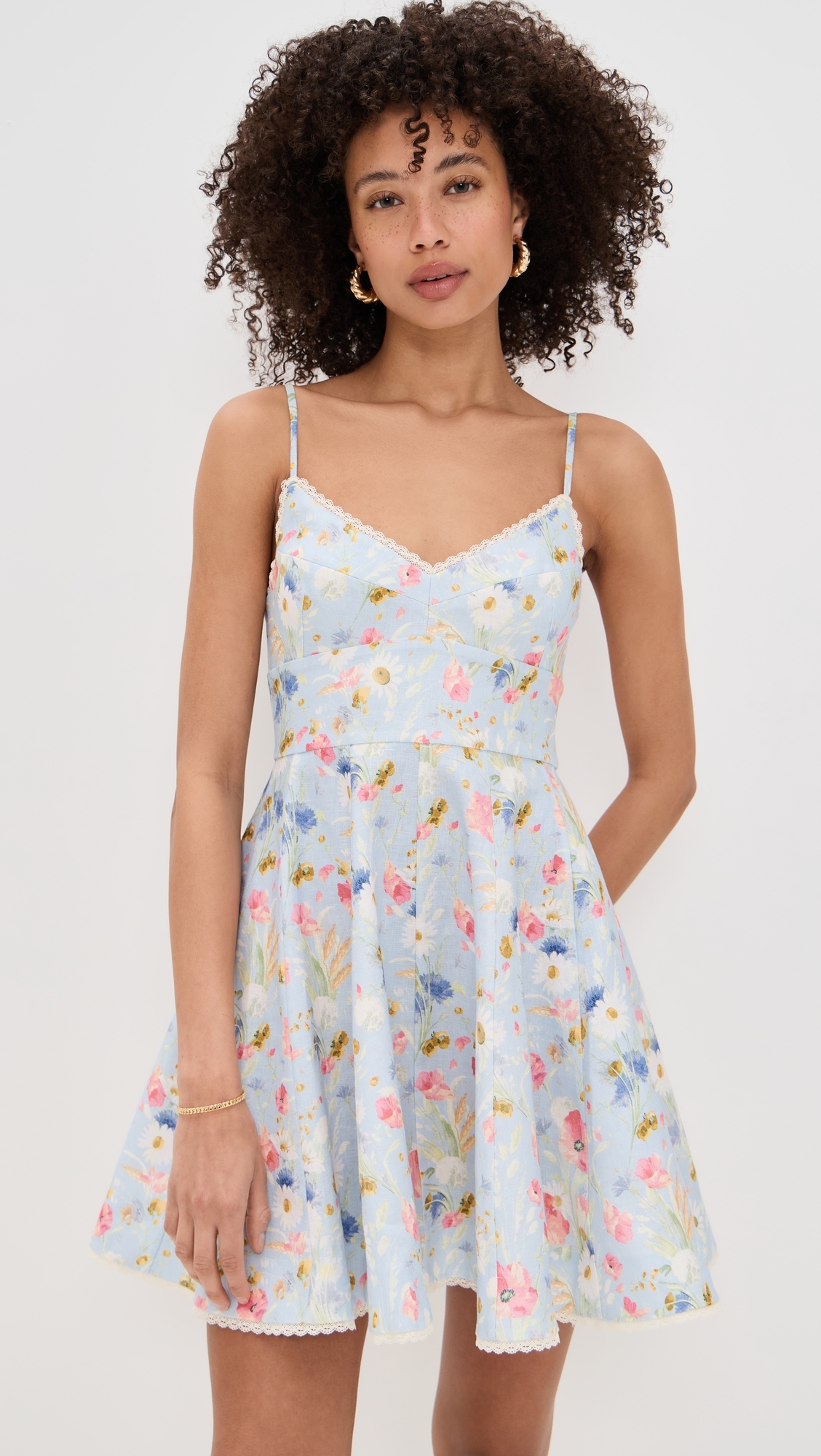 Zimmermann Lucky Picnic Mini Dress Blue Bouquet Floral