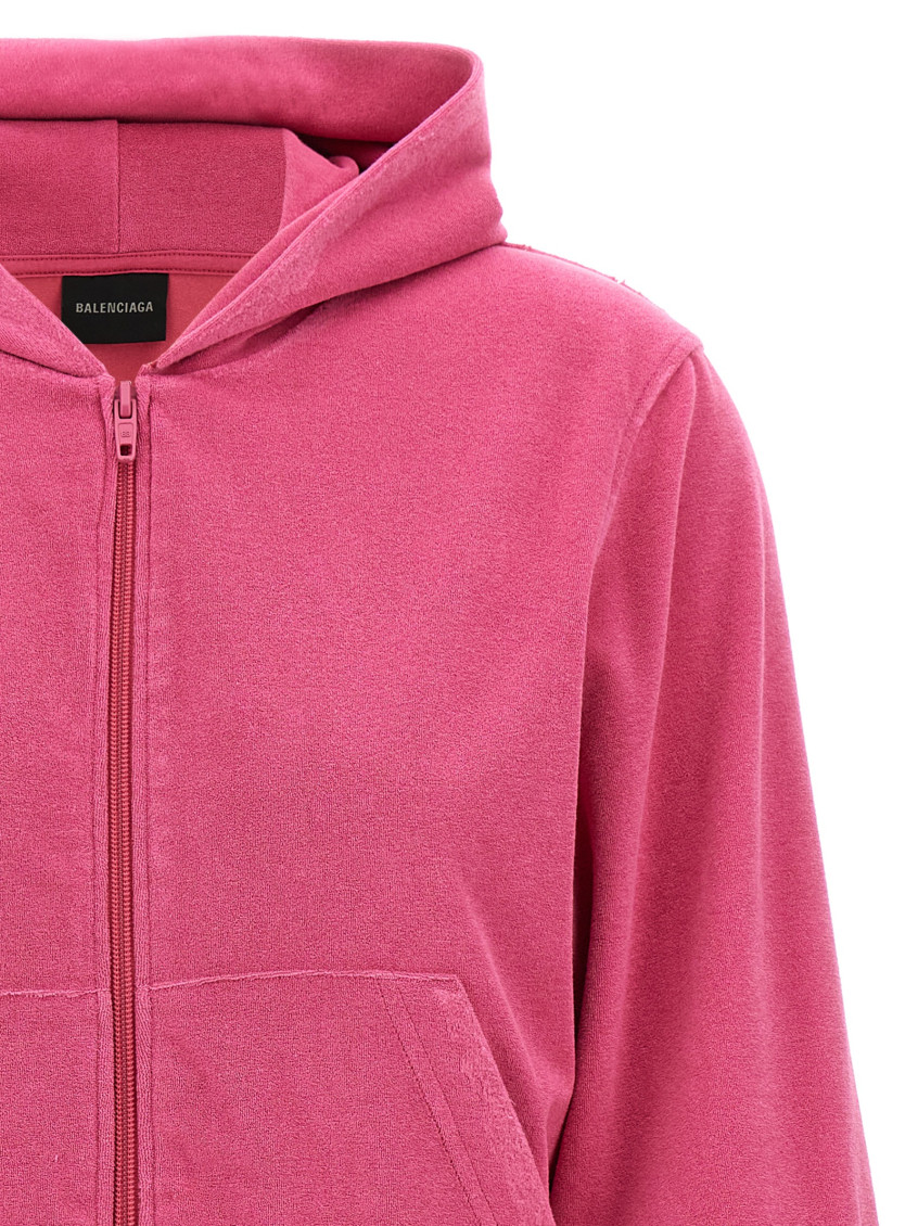 -Rhinestone Logo Hoodie Felpe Fucsia-Donna