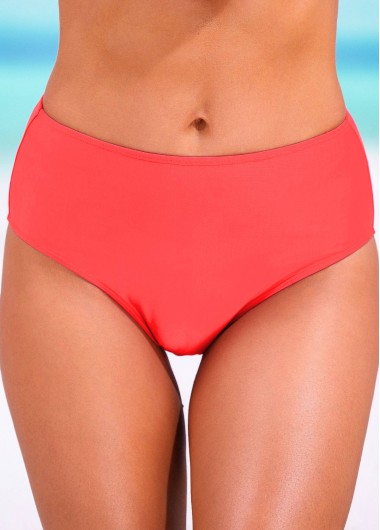 Modlily Mid Waist Black Bikini Bottom for Women