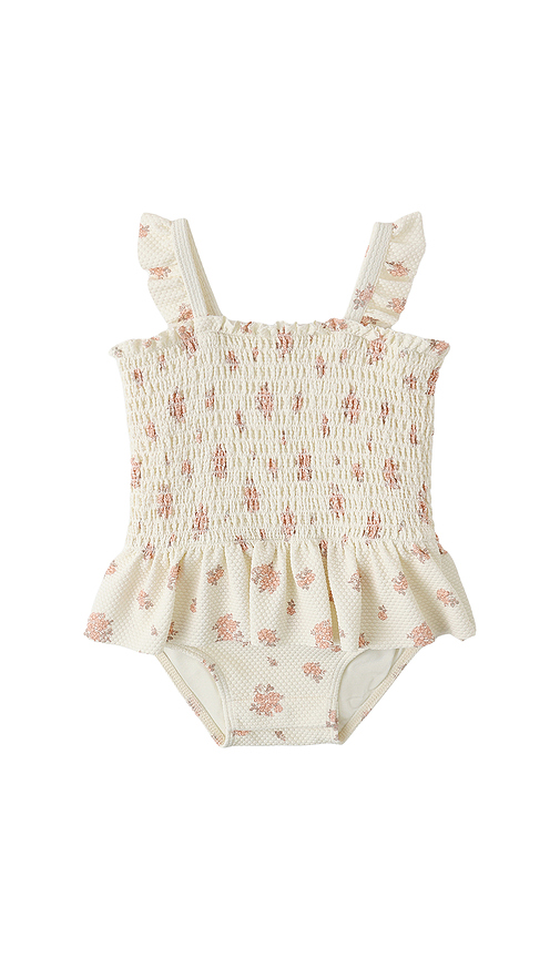QUINCY MAE Smocked One Piece Swimsuit in Ivory. 2-. Also